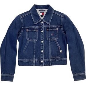 Tommy Hilfiger Girls Denim Jean Jacket‎ Blue Red Stars USA Patriotic - Medium